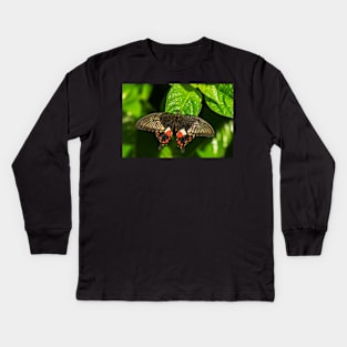 Butterfly on a Leaf Kids Long Sleeve T-Shirt